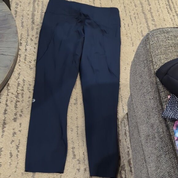 Lululemon Fast Free High Rise Crop II 23" Non Reflective Navy Nulux - Picture 5 of 8